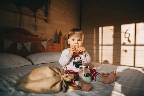 Pequeño niño comiendo galleta —  Fotos de Stock