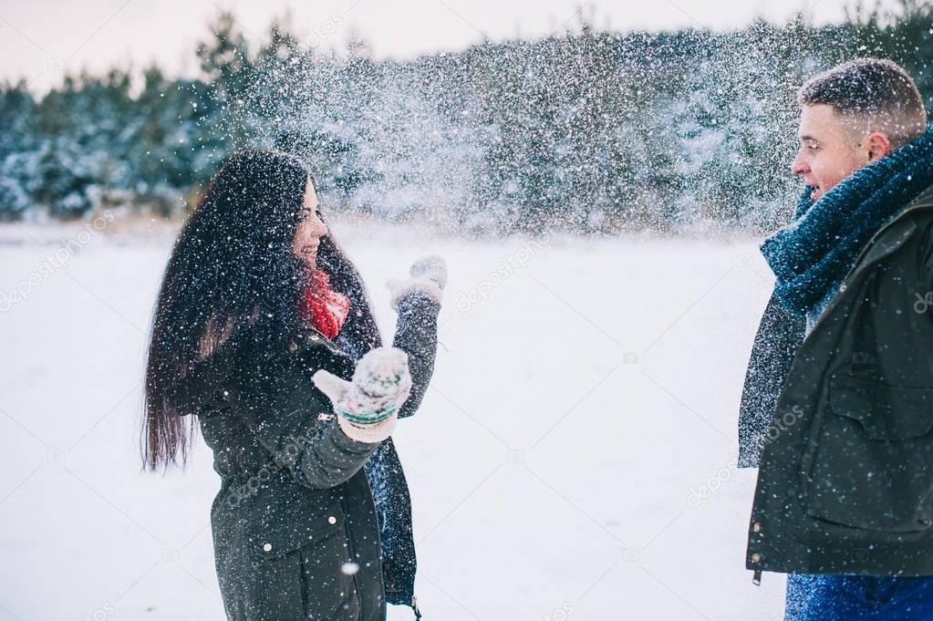 loving couple on winter