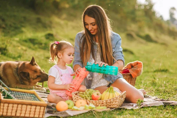 Moeder en dochter op picnic — Stockfoto