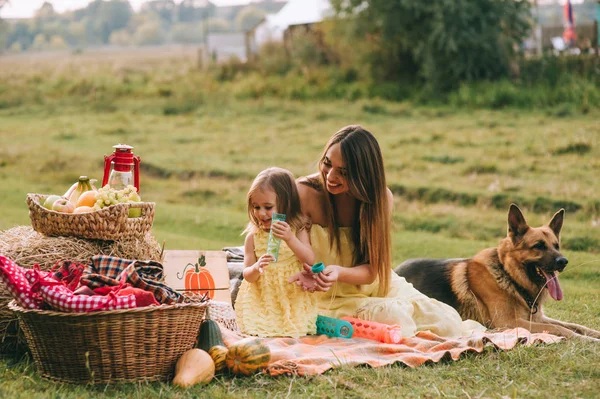 Madre e hija en el picnic —  Fotos de Stock