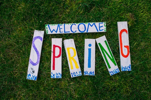 Colorful spring lettering — Stock Photo, Image