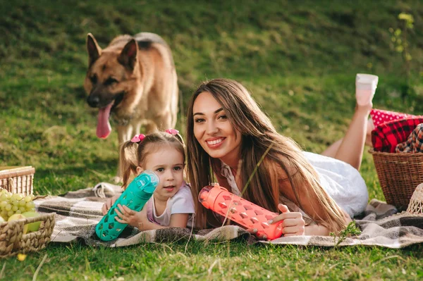 mother and daughter at picnic