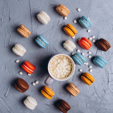 renkli Fransız macarons