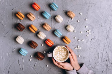 renkli Fransız macarons