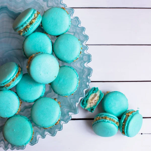 Türkisfarbene französische Macarons — Stockfoto