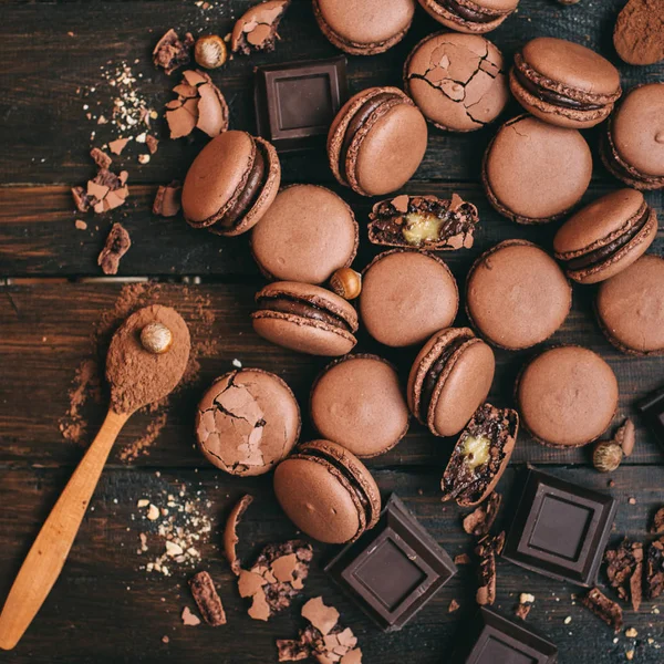 Sladké čokoládové macarons — Stock fotografie