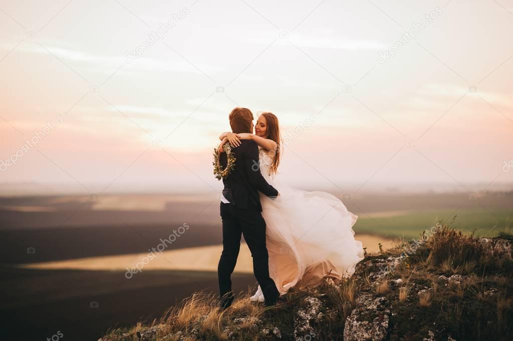 Wedding couple in the evening