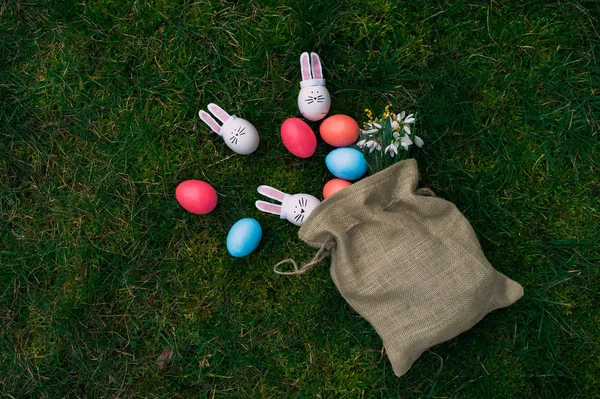 Easter eggs in bag — Stock Photo, Image