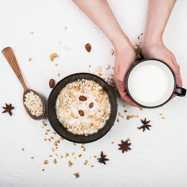 Woman having healthy breakfast — Stock Photo, Image