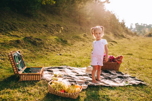 Holčička na piknik — Stock fotografie