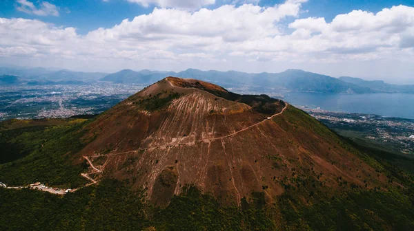 Vista Panorâmica Vulcão Vesúvio Partir — Fotografia de Stock