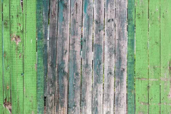Old green and grey wooden fence background — Stock Photo, Image
