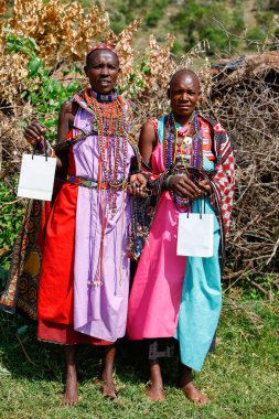 Amboseli, Kenya - 20 Ağustos 2008: Masai kabilesi