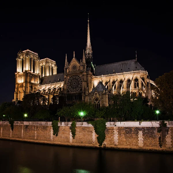 Cathédrale Notre Dame de Paris la nuit, France — Photo