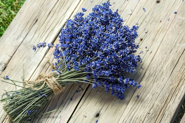 bouquet of lavender on wooden background