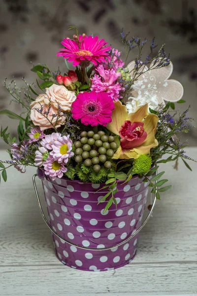 Bouquet of flowers in the box — Stock Photo, Image