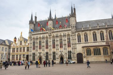 Brugge, Belçika - 4 Temmuz 2017: Bruges Brugge cityscape, Flanders, Belçika.