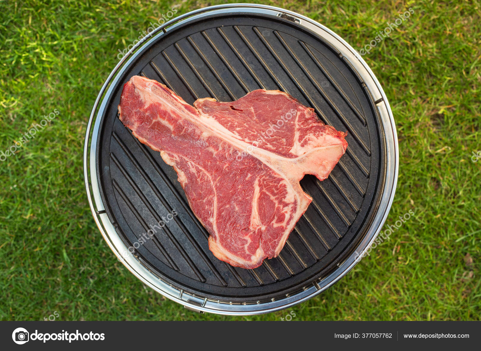Steak TBone cru épais avec assaisonnement et romarin — Photographie