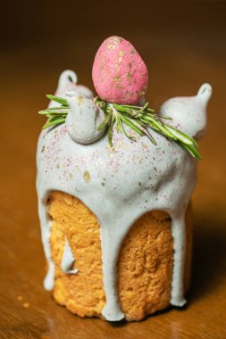 Paskalya kek - Rus ve Ukraynalı geleneksel Kulich, Paska Paskalya ekmek. Seçici odak.