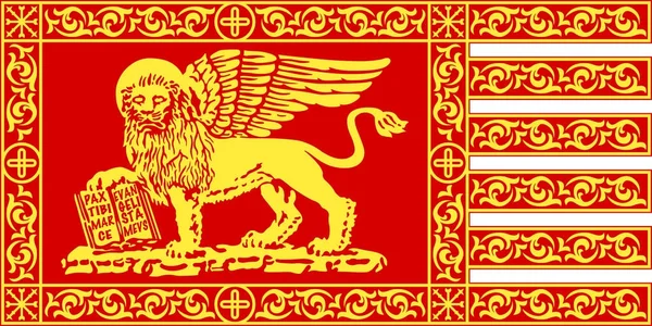 Saint Mark aslan ile Venedik kırmızı gonfalon; Venedik şehir ve eski Venedik Cumhuriyeti sembolü.