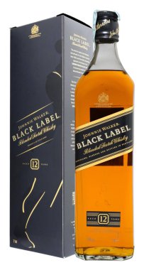 Fonte, Venice, İtalya - Aralık 2017. Şişe viskisi Johnnie Walker Black Label 12 yıl yaşlı 70 cl, %40 Vol.