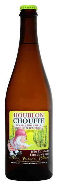 Fonte, Venice, İtalya - 2018 Mart. Belçika birası Achouffe Houblon Chouffe 75cl, % 9 şişe Vol.