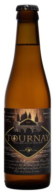 Fonte, Venice, İtalya - 2018 Mart. Belçika birası Cazeau Tournay sarışın 33cl, 6,7 şişe % Vol.