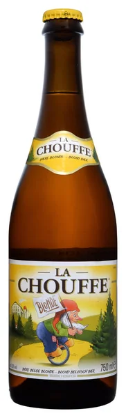 Fonte Venedig Italien Maj 2018 Flaska Belgiskt Achouffe Chouffe Blonde — Stockfoto