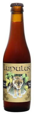 Venedik, İtalya - Mart 2020. Bir şişe Belçika Birası Lupulus Brune (Bio) 33cl, 8.5% Vol.