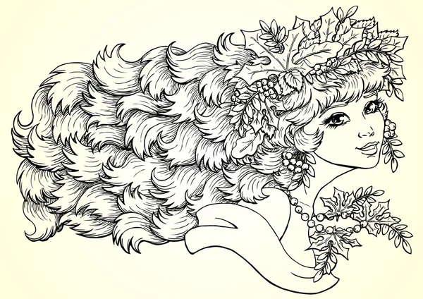 Seazon kız sonbahar yatay olarak kontur