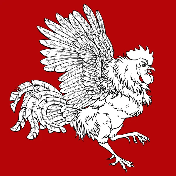 Pugnacius horoz kırmızı üzerinde boyama