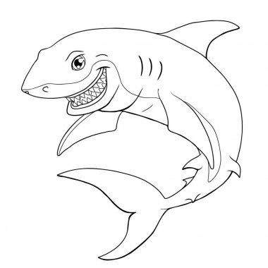 Gülümseyen köpekbalığı beyaz üzerine siyah bir dağılımı