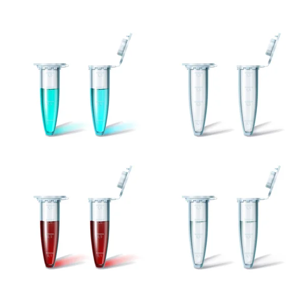 Dört açık ve kapalı microtest tüpler ayarla