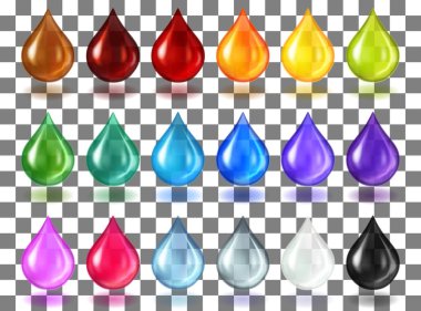 Multycolor şeffaf şeffaf üzerinde damla