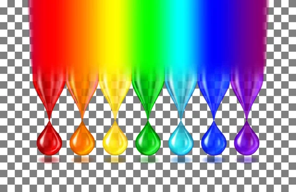 Rainbow color drops on transparent — Stock Vector