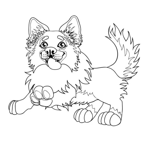 Sevimli köpek yavrusu köpek kontur satır oturur