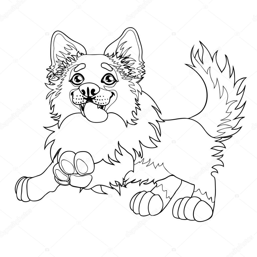 Lovely puppy dog sits contour line