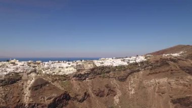 Oia, Santorini, Yunanistan, havadan görünümü