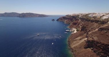 Oia, Santorini, Yunanistan, havadan görünümü