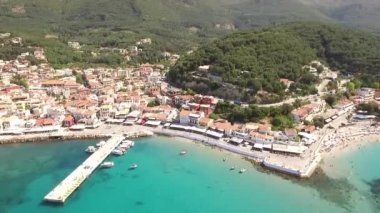 Parga Yunanistan Hava video kumsal ve liman ile
