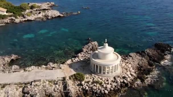 Flygfoto Saint Theodor Lantern Argostoli Kefalonia Grekland — Stockvideo