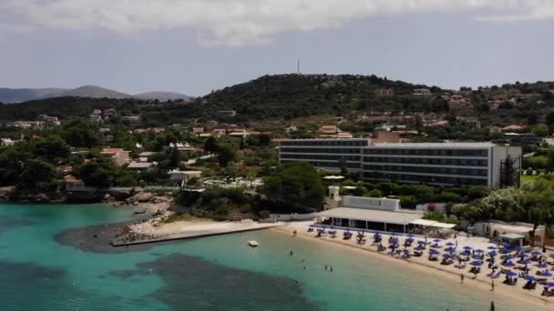 Luftaufnahmen Vom Strand Und Vom Mittelmeerhotel Lassi Argostoli Kefalonia Griechenland — Stockvideo