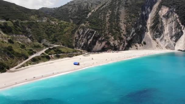 Aerial Video Myrtos Beach Kefalonia Greece — Stock Video
