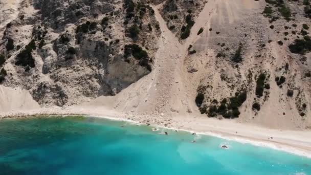 Flygvideo Från Stranden Myrtos Kefalonia Grekland — Stockvideo