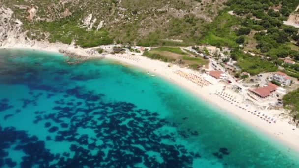 Luftbild Vom Petani Strand Kefalonia Griechenland — Stockvideo