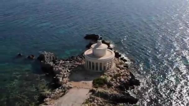 Flygfoto Saint Theodor Lantern Argostoli Kefalonia Grekland — Stockvideo