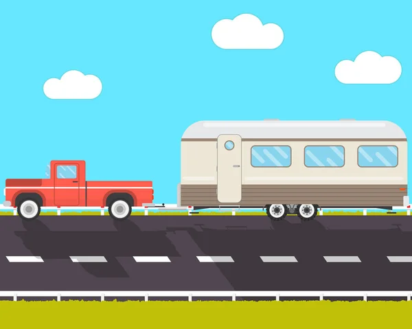 House trailer on road — Stock Vector