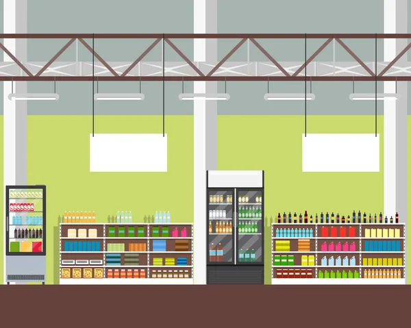 As prateleiras do supermercado — Vetor de Stock