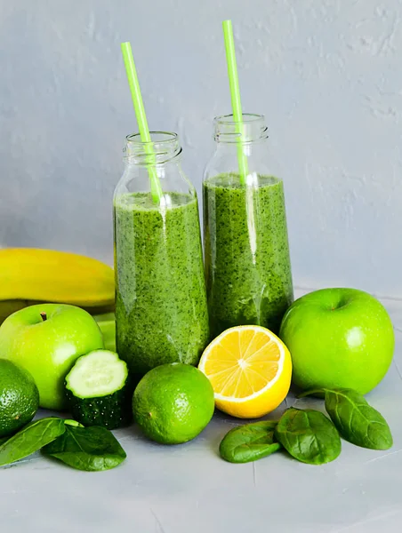 Green Smoothie Bahan Minuman Sehat Detox Diet Summer — Stok Foto