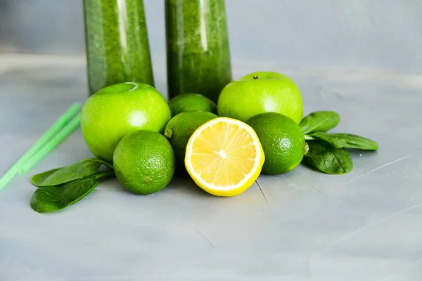 Green Smoothie Ingredientes Saudável Bebida Detox Dieta Verão — Fotografia de Stock